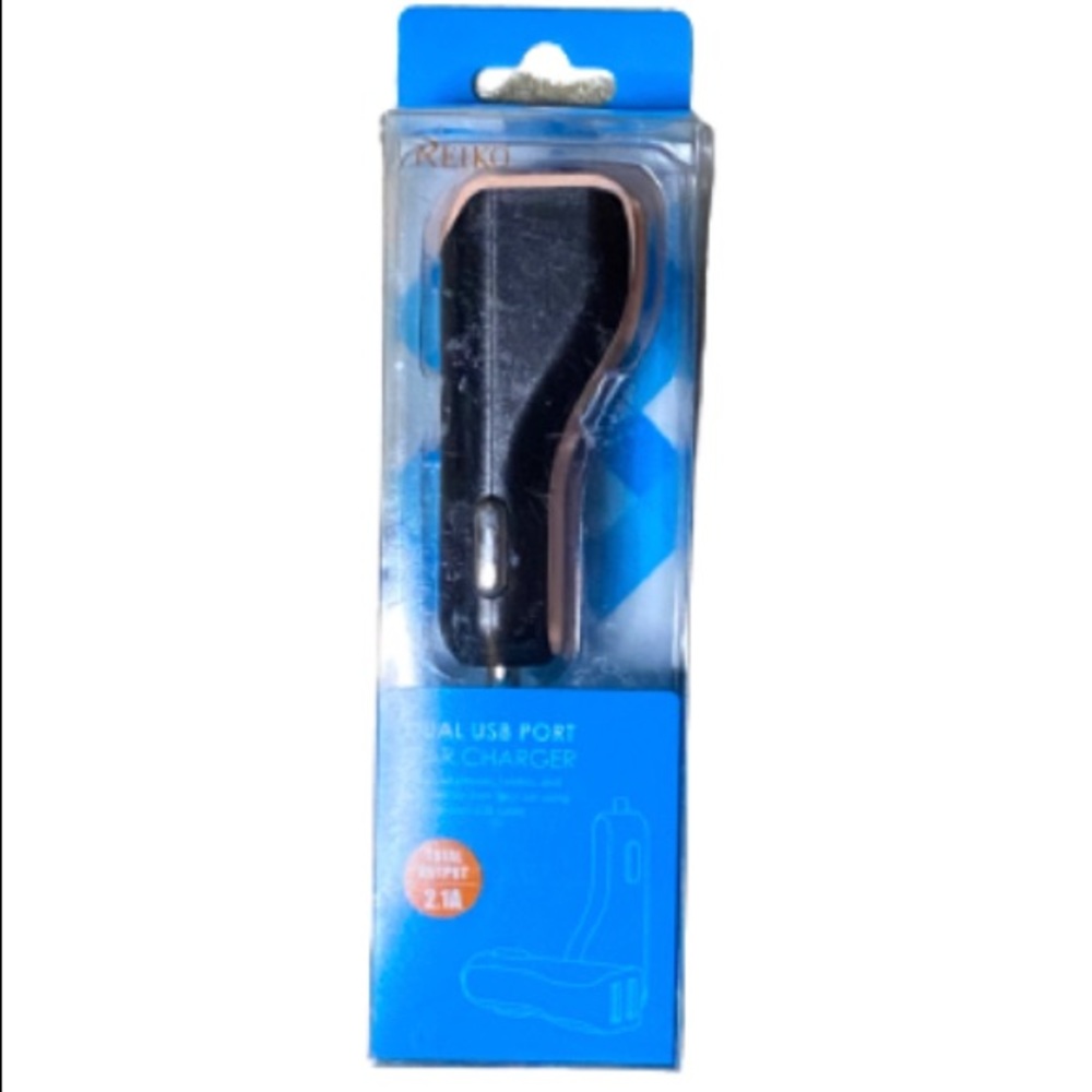 Reiko Black And Pink Dual USB Port Car Charger